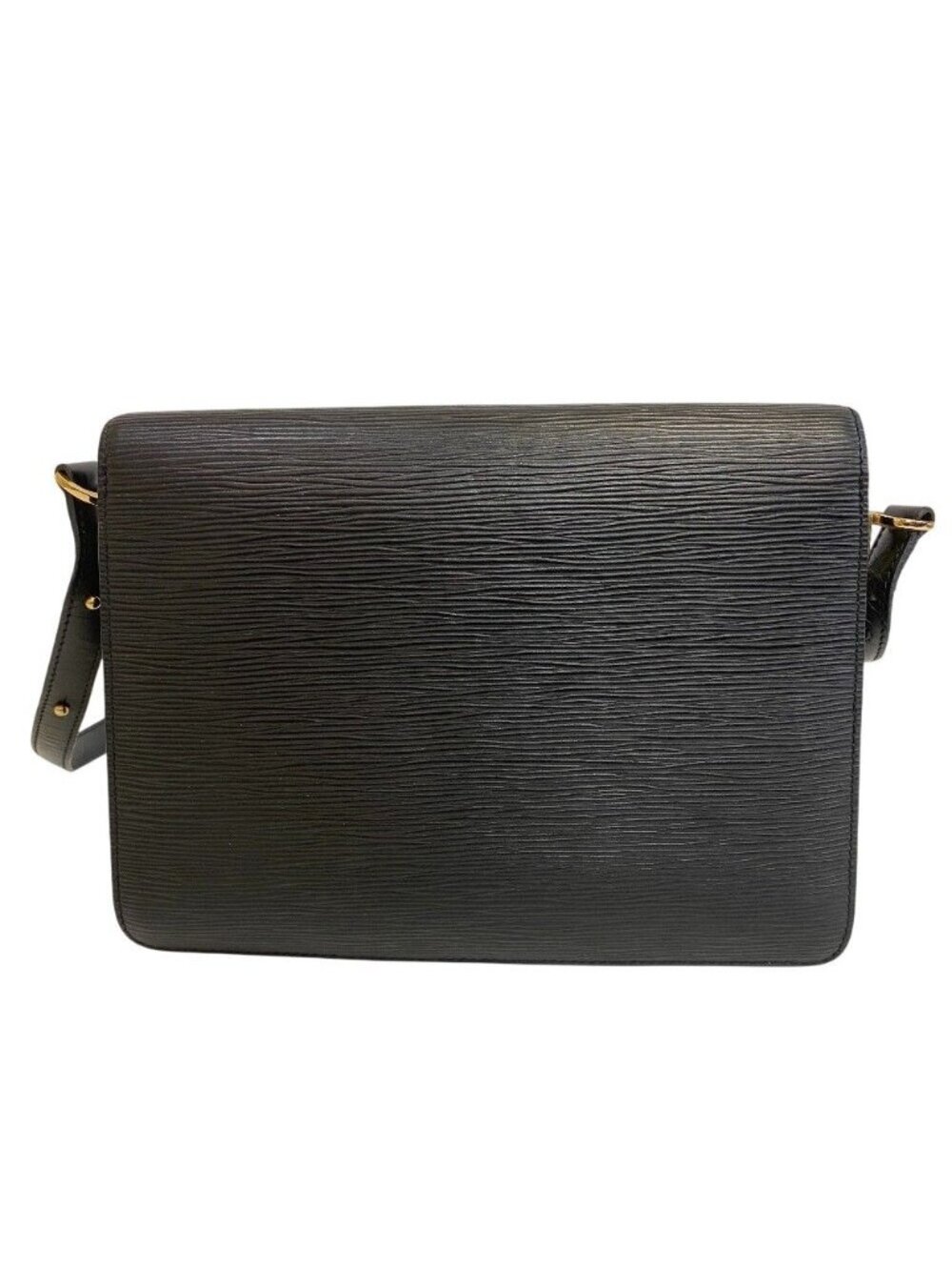 Louis Vuitton Epi Run Turnlock Shoulder Bag Leather Black Blue Vintage